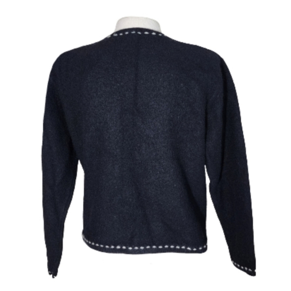 Karen Scott 100% Wool Cardigan Black Size L - Picture 15 of 17